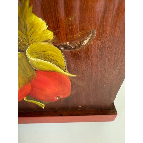 Retro Kitchen Wooden Box Mushroom Apple Rustic 70s Style Hand Painted Storage - Picture 14 of 16